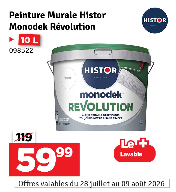Peinture pour murs et plafonds Monodek Revolution blanc 10 L HISTOR